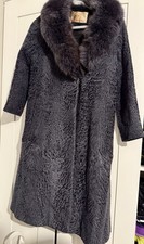 Vintage Real Astrakhan Fur Coat with Fox Fur Collar Size M ( Goes Well For an S)