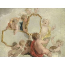 De Wit Putti With Mirrors Cherub Babies Painting Huge Wall Art Poster Print