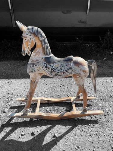 Antique hand painted rocking - antique,