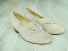 Hotter Donna Ladies Heeled Shoes Beige Suede Size 5.5 / 38.5