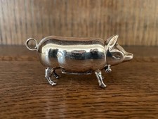 Vintage Sterling Silver Pig Vesta Case/ Match Holder