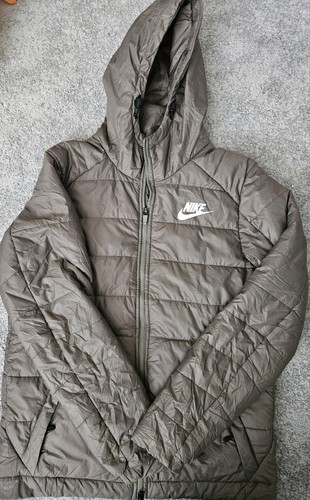 Nike khaki hooded puffer - nike,