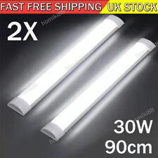 2X LED Batten Strip Lights 3ft 90cm 6000k White Home Garage Office Shed Lamp