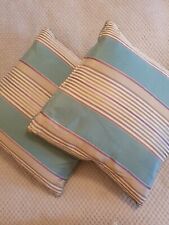 Osborne and Little Cushions set of 2 striped pattern light blue and cream Hotel
