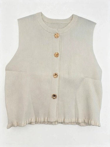 Cream knit sleeveless - cream, |