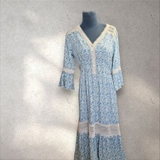 Ditsy Floral Lace Detail Maxi Dress Long Summer Dress Size 8-10