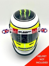 Jenson Button 1:2 2009 BELL HP3 Helmet F1 Brawn Upgrade Bundle Accessories