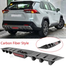 ABS Carbon Fiber Style Rear Diffuser Bumper Spoiler w/LED Light For Toyota RAV4