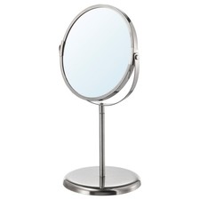 IKEA Stainless Steel Shaving Mirror – Free Standing Round Double-Sided Magnifyin