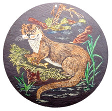 6" Collectable Unique OTTER Image on Welsh SLATE PLATE For Wall Hanging VGC