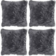 4 x Long Pile Cushion Cover