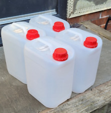 4 X 5 LITRE EMPTY  PLASTIC CONTAINERS WITH RED  SCREW CAP
