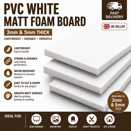 Pvc white matt foam - white, board