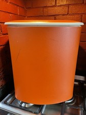 Orange 1970s Vinyl Plastic Retro Lid Laundry Basket Box Vintage Great Condition