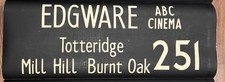 1983 London bus blind Destination 251 Edgware Burnt Oak Mill Hill Totteridge