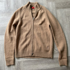 Pringle Men’s Vintage Zip Up Cardigan  Camel 100% Lambswool Small