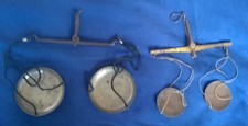 TWO ANTIQUE GOLD/COIN BALANCES.