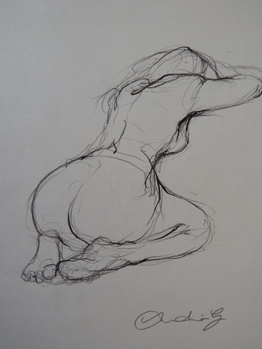 Pencil drawing female - pencil, nude