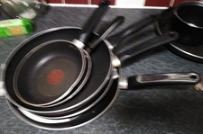 5 Tefal Pans Non Stick, Various Sizes, Includes 1 Wok All Used