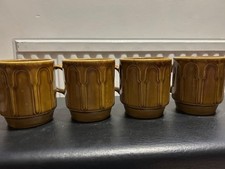 4 Biltons Stackable Mugs  Vintage Glazed Made in England Mid Century - Pre-owned