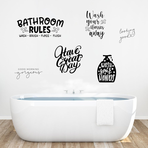 Bathroom wall decals black - wall,