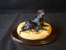 Doberman & Puppies - Heredities Ornament - J. Spouse 1988 - PJS193 with Base