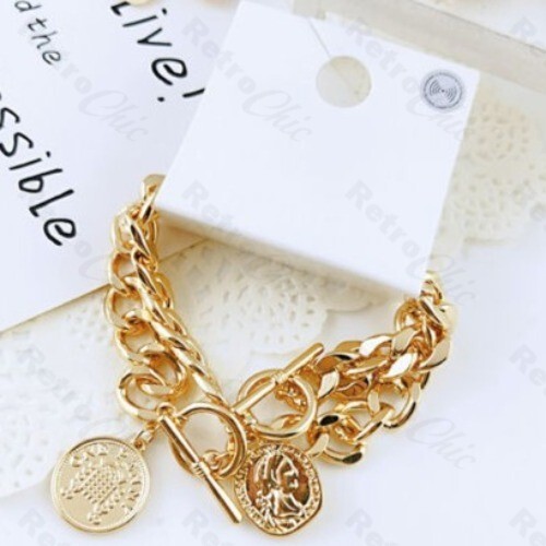 Gold plated toggle bracelet - plated,
