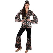 Ladies 60s Retro Peace Lovin Hippie Hippy Fancy Dress Party Halloween Costume