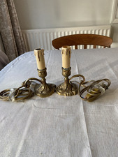 A Pair Of French Vintage Ornate Small  Brass Bedside Lamps 