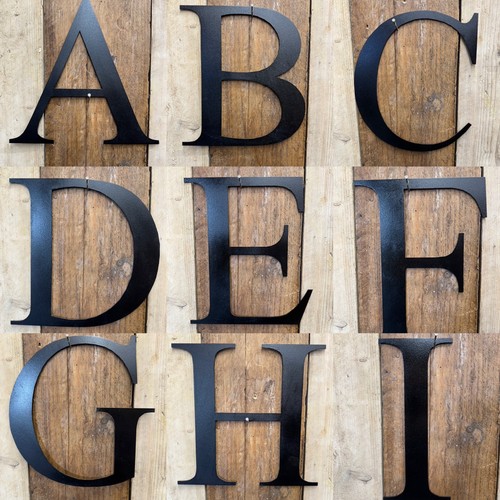 Black metal letters numbers - metal,