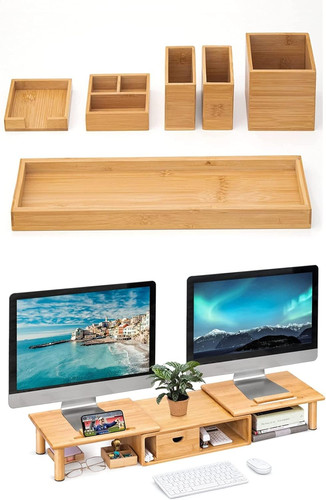 Natural bamboo vanity tray - natural, &