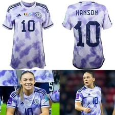 Kirsty Hanson MATCH WORN UNWASHED & SIGNED Scotland Women Away shirt v Belgium