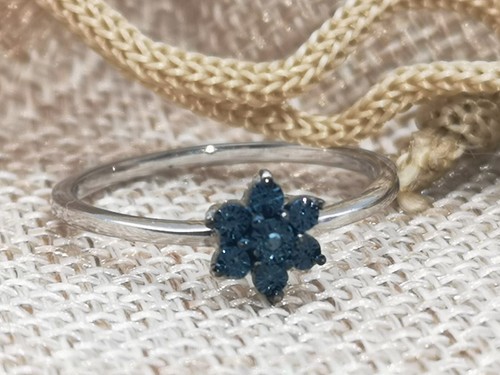 Blue diamond band ring - blue, in