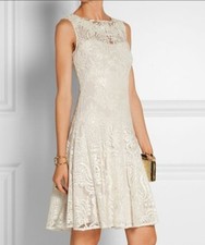MARCHESA NOTTE Net a Porter Ivory Embroidered TULLE Dress S 10 UK Excellent