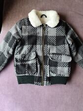 Crafted Black Grey Check Fleece Boys Kids Bomber Jacket 3-4 Years
