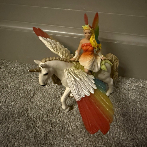 Fairy riding winged unicorn - winged,