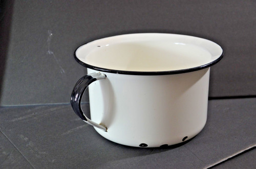 Vintage enamel chamber pot - vintage,