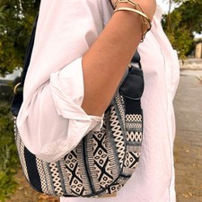 Jacquard Hobo Bag - Grey Metro