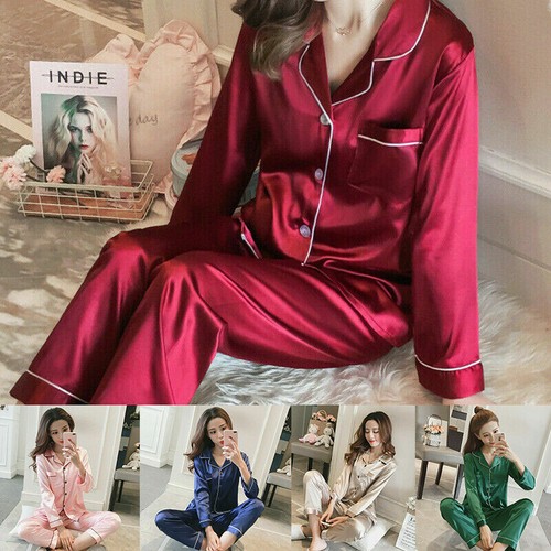 Womens satin silk pyjamas - womens, set
