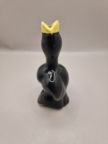 Vintage ceramic black bird - black,