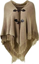 Cape Shawl Wrap Poncho for Women Open Front Soft Fringe Crochet Top with Stylish