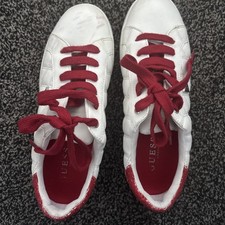 Guess White And Red Trainers Size EUR 37 (size 4 Approximately)
