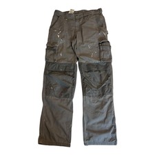 Carhartt cargos Grey carpenter double knee thrashed paint Workwear Mens W34 L34