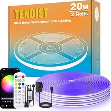 TENDIST 20M RGB LED Neon Rope Light Outdoor, IP68 Waterproof WiFi Flexible Strip
