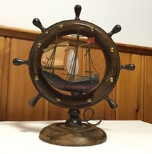 Vtg Table lamp - hand carved