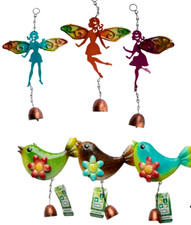 3 x Garden Metal Windchimes BIRD or FAIRY Window Hanging Outdoor Wind Chimes