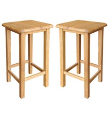 Breakfast Bar Stool, Set of 2 Solid Wooden Oak Stool, Kitchen Stools, Footrest