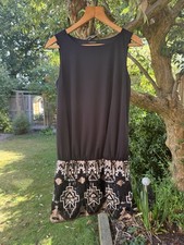 Womens Dress Black Silver Sequin Gatsby Style Sleeveless Stretch Pullover UK S