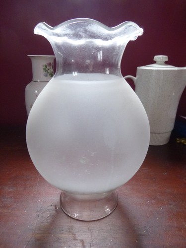 Vintage frosted glass oil lamp - vintage,