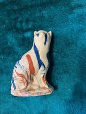 Rare early 19th Delftware made cat model novelty seated money box collector